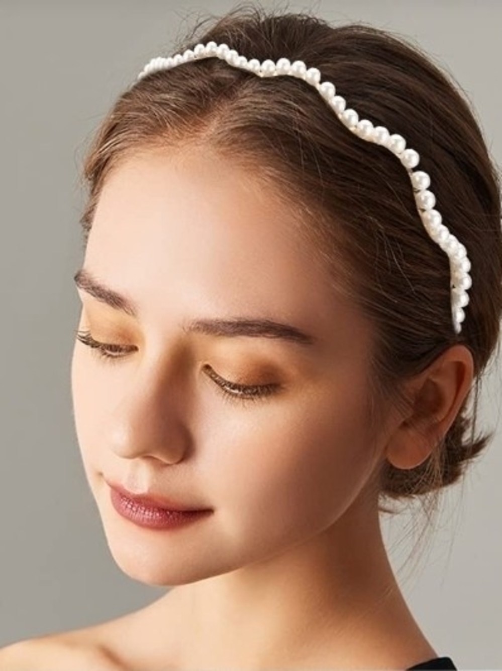 Classic White Faux Pearl Wavy Headband - Women Accessories BNIB